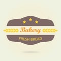 Bakery badge or label in old or vintage style. Fresh bread design elements with wheat symbol isolated on white background. Royalty Free Stock Photo